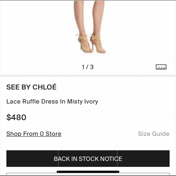 NWT See By Chloe Lace Ruffle Dress in Misty Ivory - Picture 6 of 6